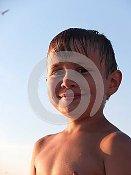 Cute boy on the beach