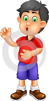 Cute boy cartoon standing with waving