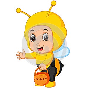 Cute boy cartoon wearing bee costume