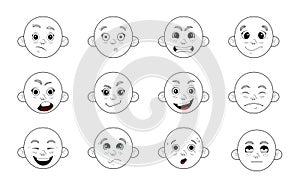 The cute boy faces by different emotions