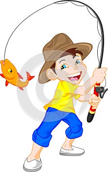 Cute boy fishing cartoon