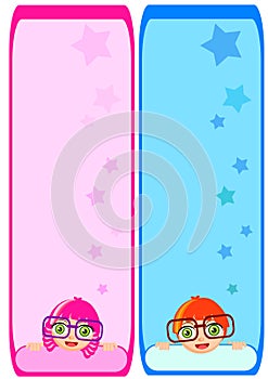 Notes template Cute boy girl cartoon vector