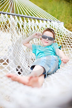 Cute boy in hammock