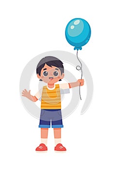 Cute boy holding balloons