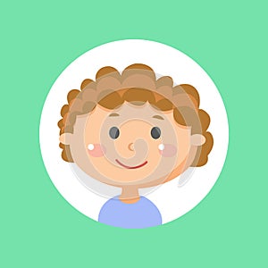 Cute Boy Kid, Male Child with Curly Hairstyle