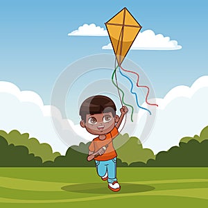 Cute boy with kite