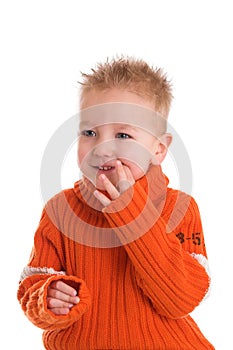 Cute boy a little shy