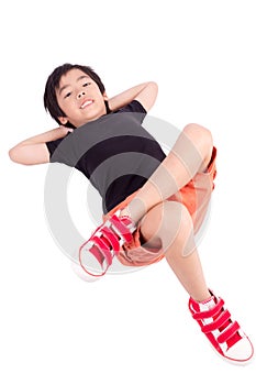 Cute boy lying on floor