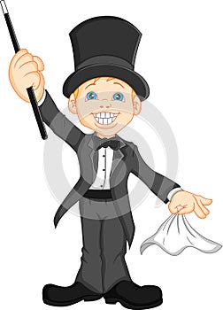 Cute boy magician cartoon