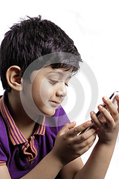 A cute boy with mobile