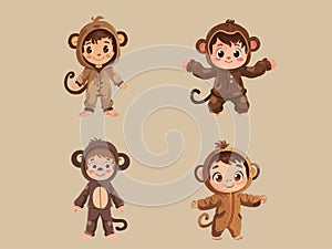 Cute Boy in Monkey Costume