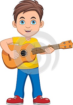 cute boy playing guitar