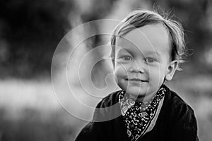 Cute boy portrait in black and white