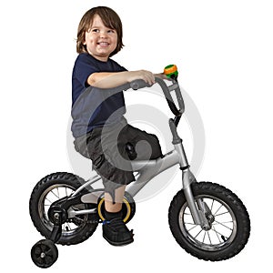 Cute boy riding bicycle
