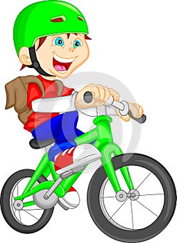 Cute boy riding bicycle