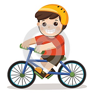 A Cute Boy riding a bicycle.