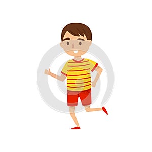 Cute boy running, kids activity, daily routine vector Illustration on a white background