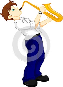 Cute boy saxophonist