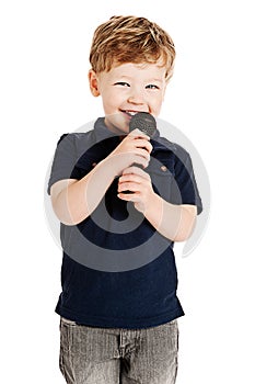 Cute boy singing