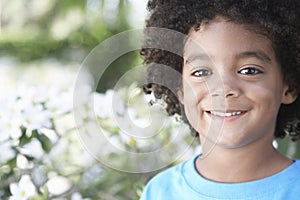 Cute Boy Smiling Outdoors