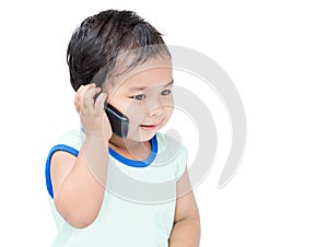 Cute Boy Speaking by cellular Phone