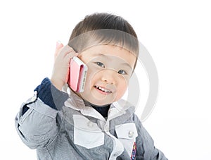 Cute boy talk to phone