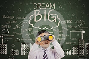 Cute boy with text of dream big