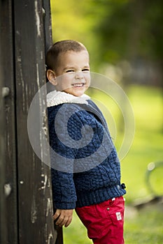 Cute boy by the tree