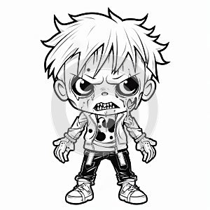 Cute Boy And Zombie Coloring Pages: Free Printable Books photo
