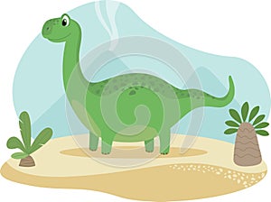 Cute Brachiosaurus dinosaur character