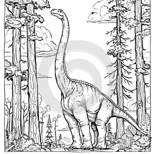 Cute Brachiosaurus in a Towering Forest Scene