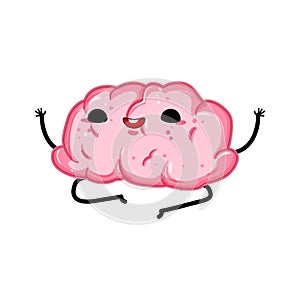 cute brain character cartoon vector illustration