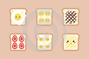 Cute bread with various toppings.