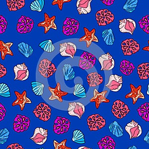 Cute, bright and colorful hand drawn watercolor summer beach seamless pattern vector