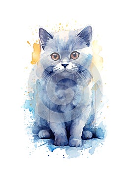 Cute British Shorthair cat on white background.