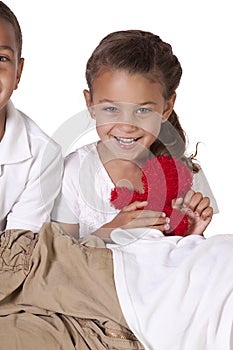 Cute Brother and Sister on an isolated background