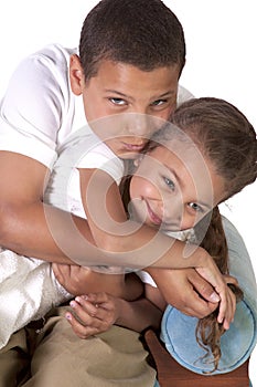 Cute Brother and Sister on an isolated background