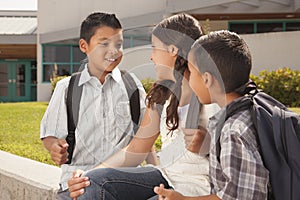 Cute Brothers and Sister Talking, Ready for School