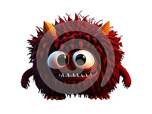 Cute brown furry monster on a transparent background