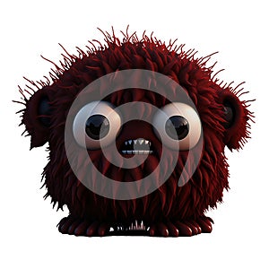 Cute brown furry monster on a transparent background