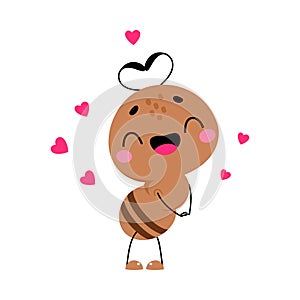 Cute Brown Little Ant Feel Love Vector Illustration