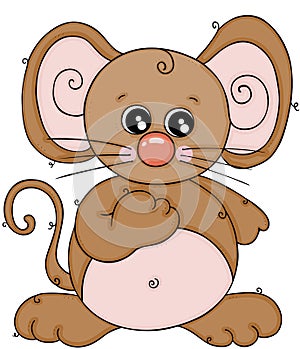 Cute brown mouse isolated on white