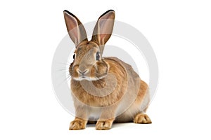 Cute brown rabbit isolated on white background,  Studio shot,  Easter bunny