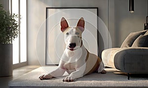 A cute bull terrier dog