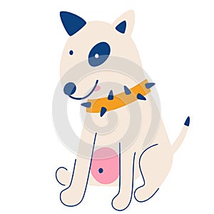 Cute bull terrier. Hand draw dog. Pet. Vector cartoon illustration. Isolate on a white background