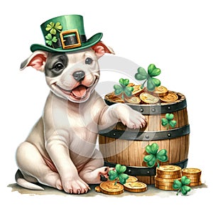 Cute Bulldog St Patrick\'s Day Clipart Illustration AI Generative