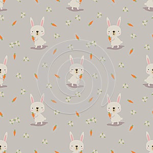 Cute bunny and carrot seamless pattern