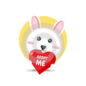 Cute bunny character wants to be adopted
