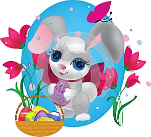 Cute bunny with decorative egg