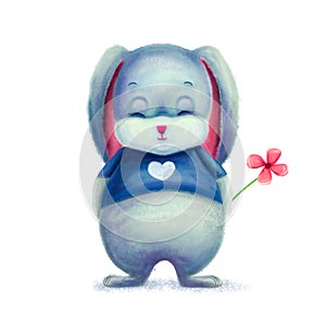 Cute bunny with flower